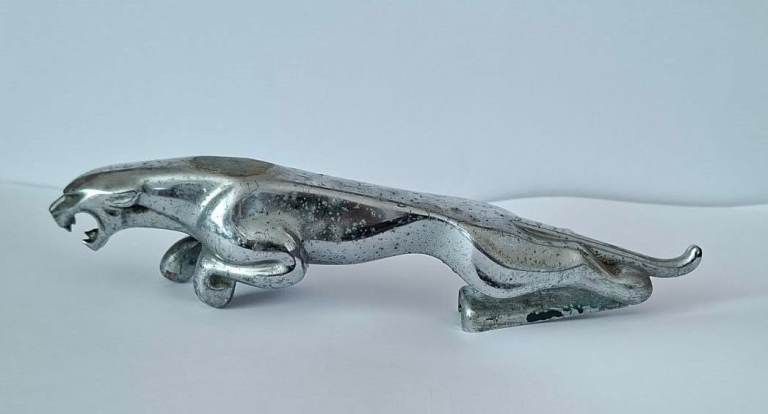 Jaguar Leaping Mascot Chrome Figurine Hood Ornament