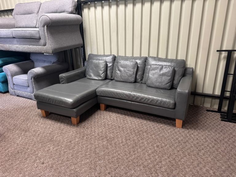 Dwell grey leather corner sofa Delivery available