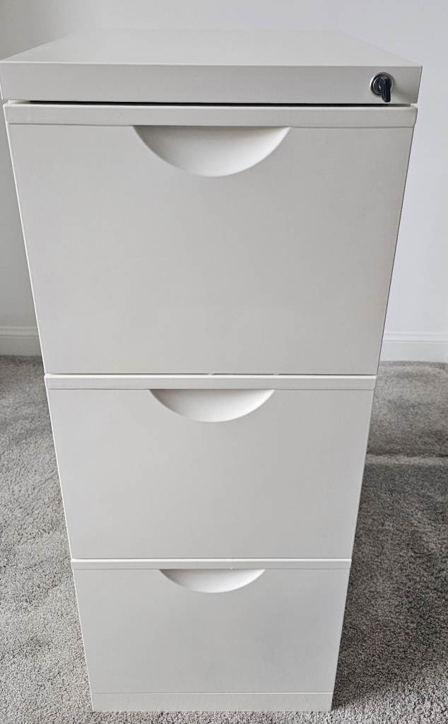Ikea White 3-Drawer Filing Cabinet with Lock – As Good As New L104xW40xD50cm 