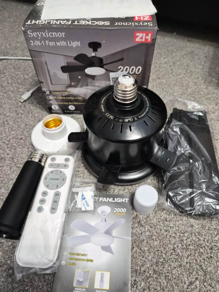 NEW Seyxicnor Socket Fanlight 2-in-1 Fan with Light