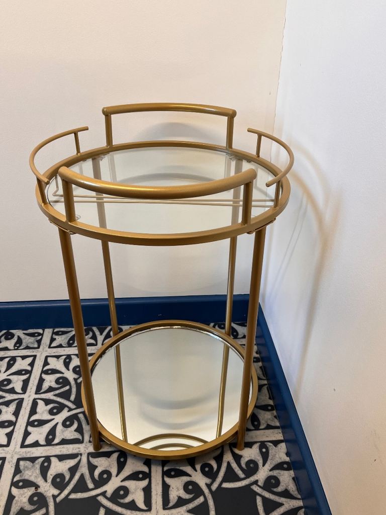 Gold Mirrored Glass End Bar Table
