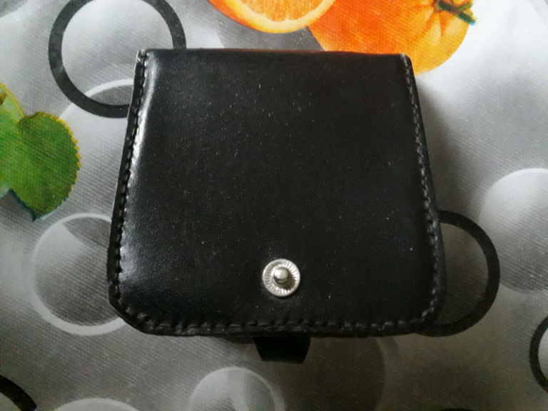 Coin holder black leather new 
