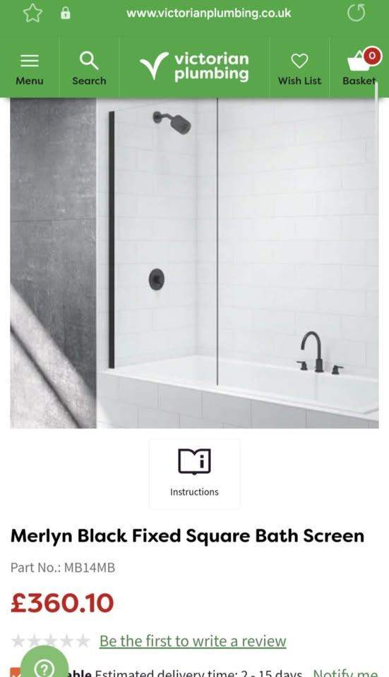 Brand New Merlyn bath screen
