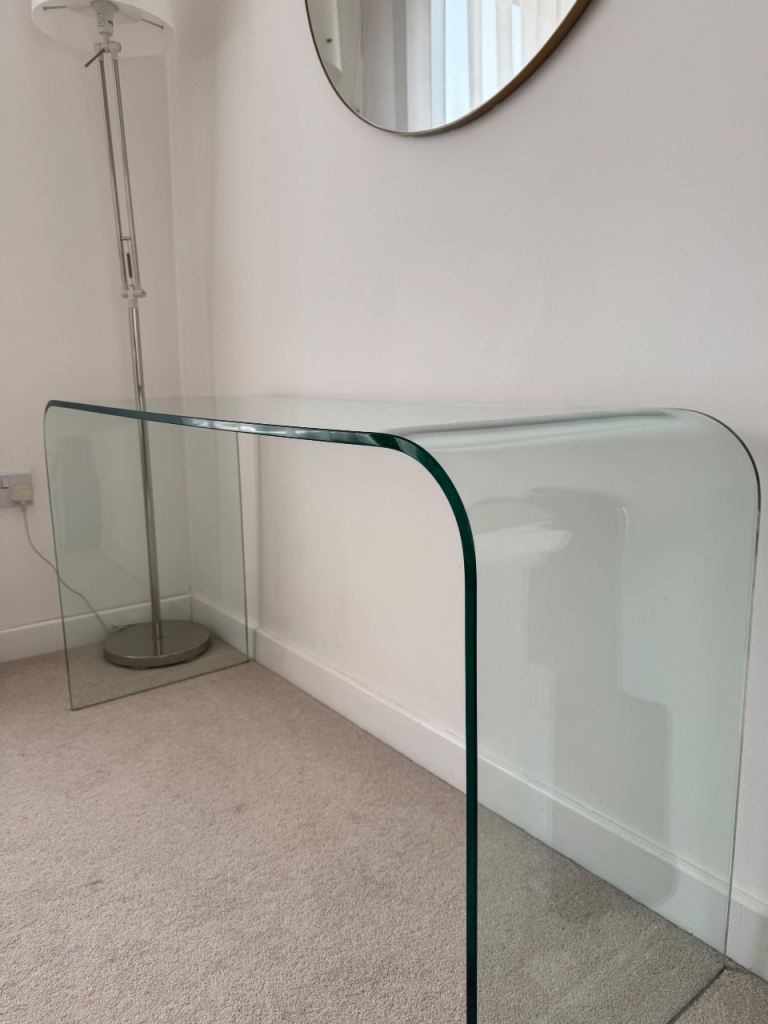 Glass Curved Arc Console Table / Desk – Good Condition