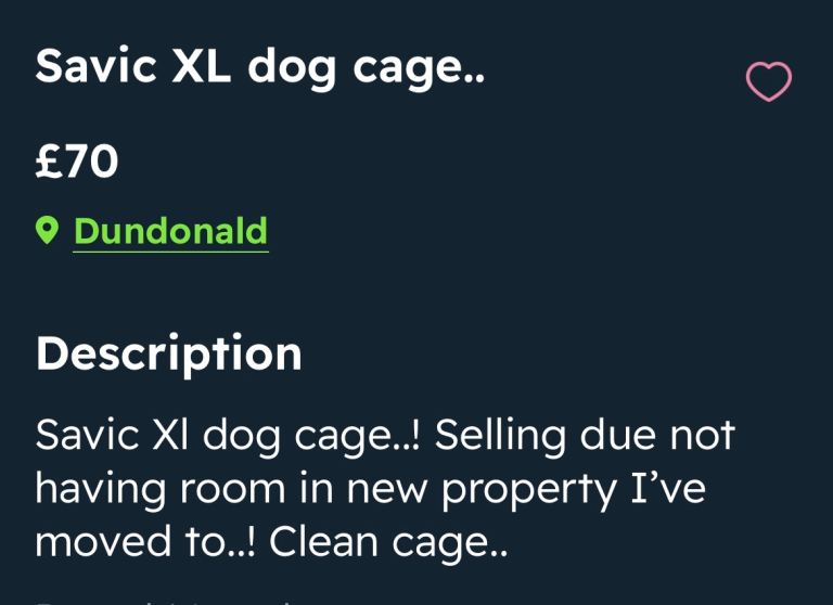 Large fold up dog cage..