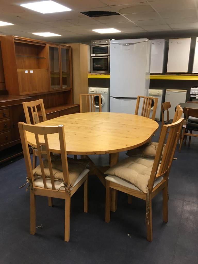 Pine Extending Dining Table & 6 Chairs Set TCL Reuse 105857