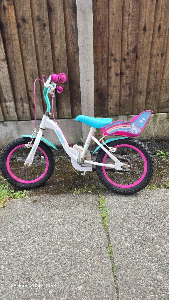 Kids 14 Inch Unicorn Bike bicycle 3 to 5 Years Old