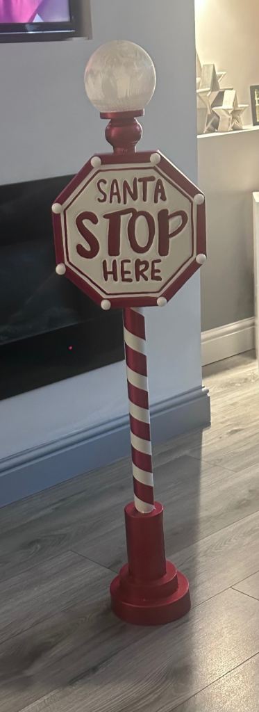 Light Up Santa Stop Here Sign - As Good As New