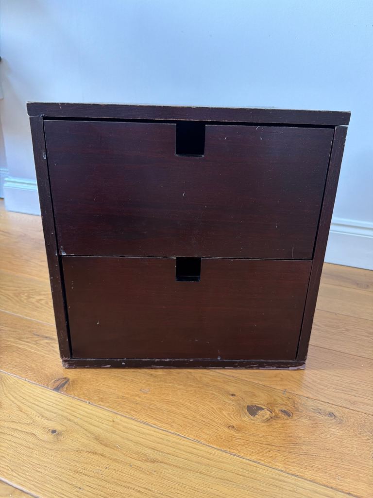 Wooden two drawer storage unit
