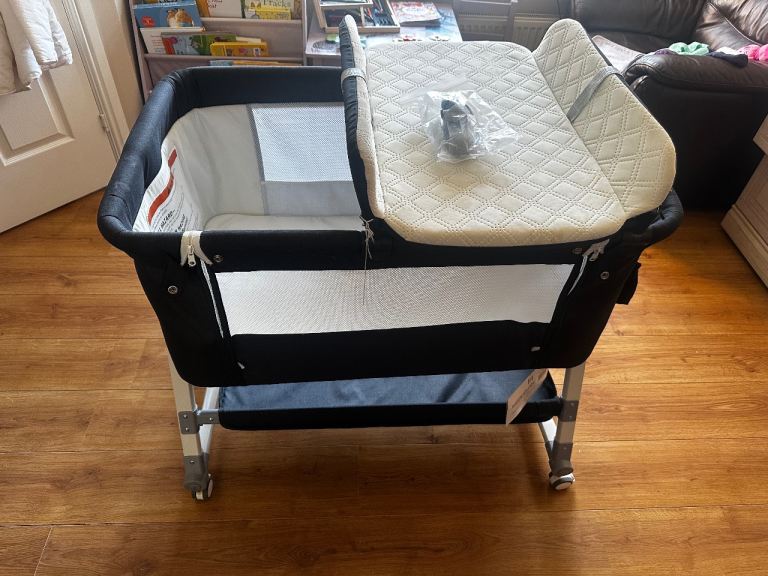 Adjustable Bedside Crib with Changing Table & Extra Mattress