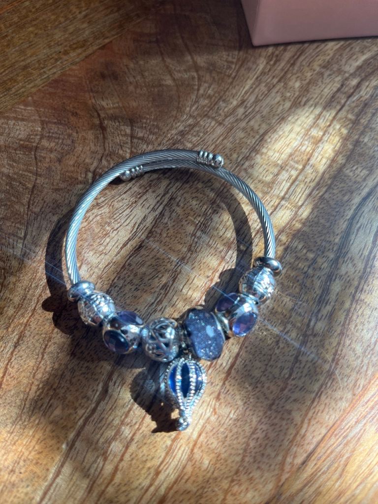Pandora Style Charm Bracelet with Blue Charms