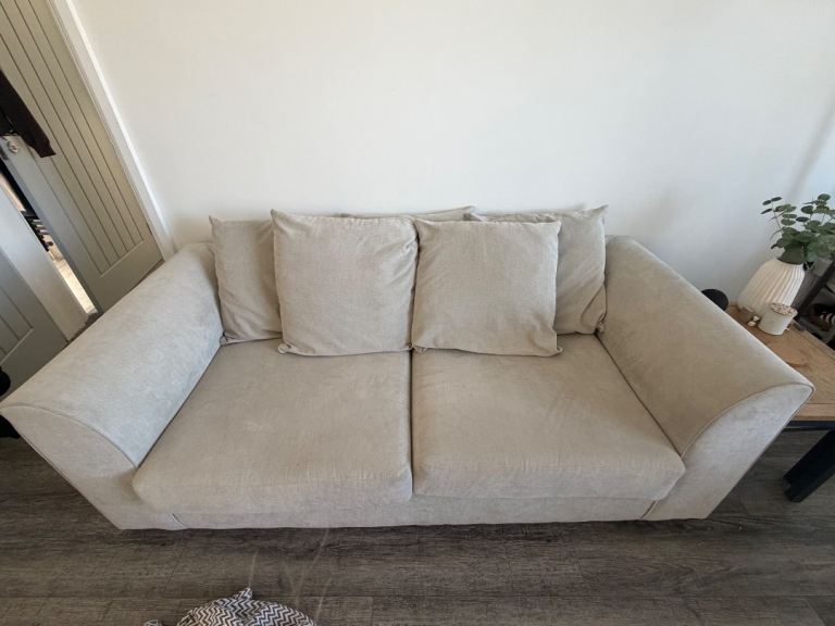 2x 2 seater sofas and pouffe