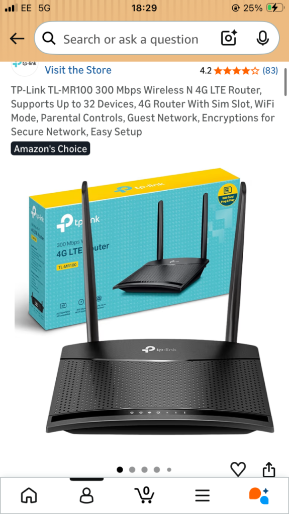 TP-Link TL-MR100 4G LTE WiFi Router – SIM Card Router