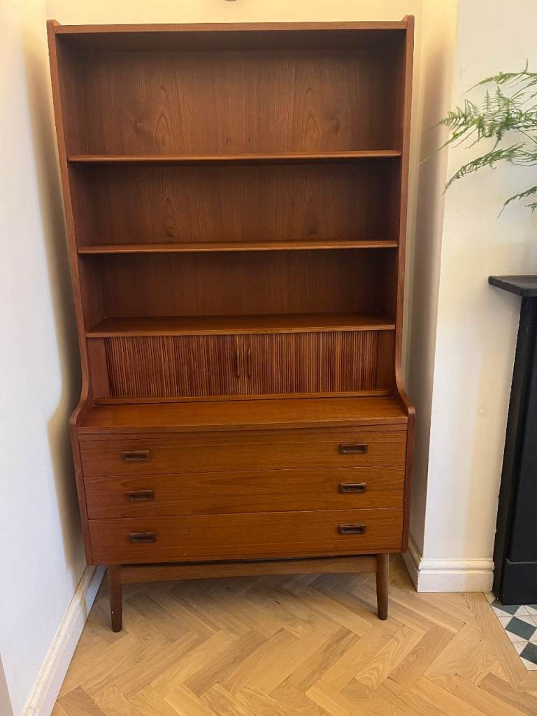 Danish Teak Bureau Bookcase Desk Mid Century Vintage