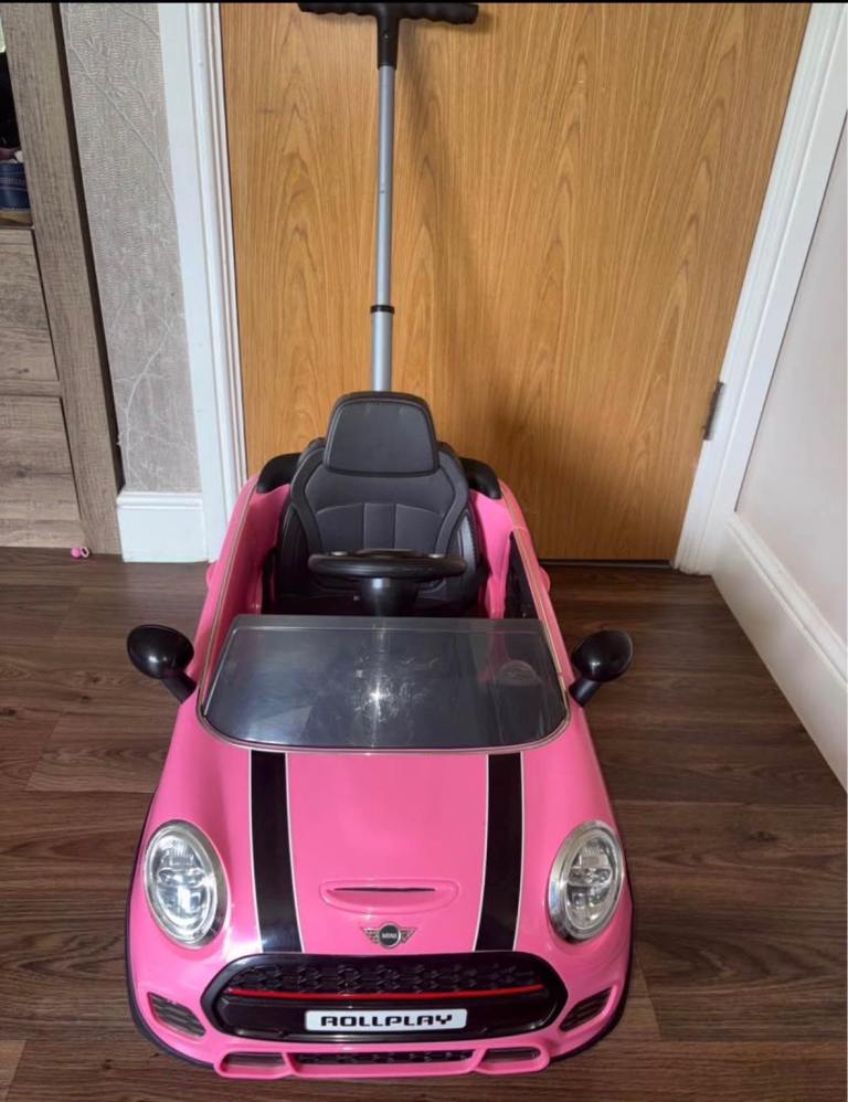 Pink MINI Cooper Push Along Ride-On Car – Good Condition