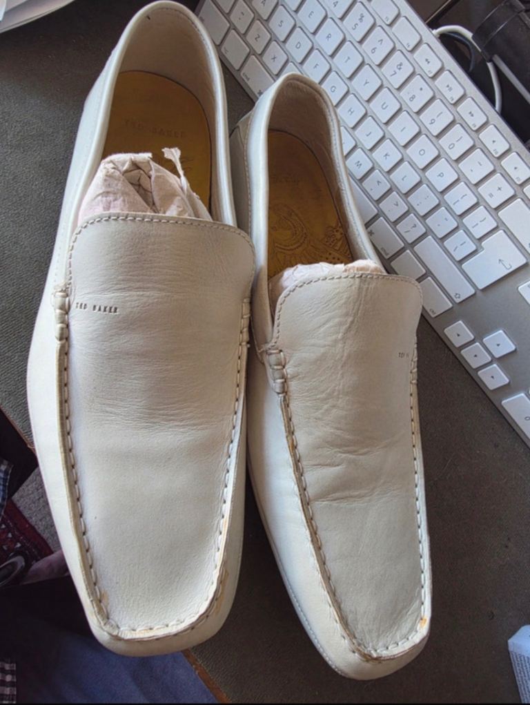 Ted Baker Size 12 White/Cream Slip-On Loafers - Brand New