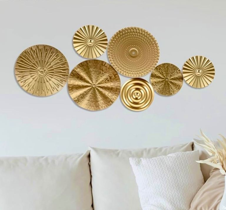 7pcs Elegant golden classic iron round wall hanging decor wall pictures