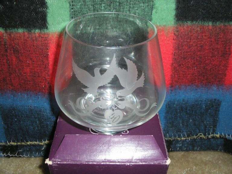 Caithness Clear Glass 40th Anniversary Goblet 