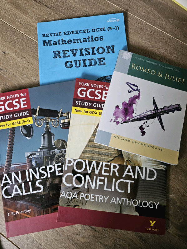Various books, GCSE English, Maths, A level Biology, Chemistry 