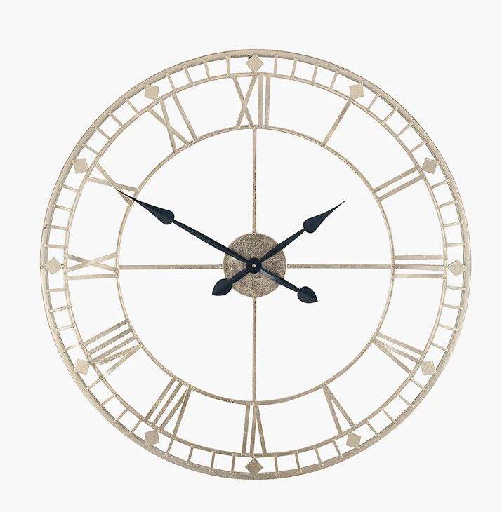 BRAND NEW - Antique Gold Metal Round Wall Clock Large - £50