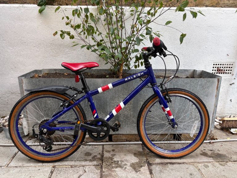 Raleigh Pop 20 blue and red kids bike