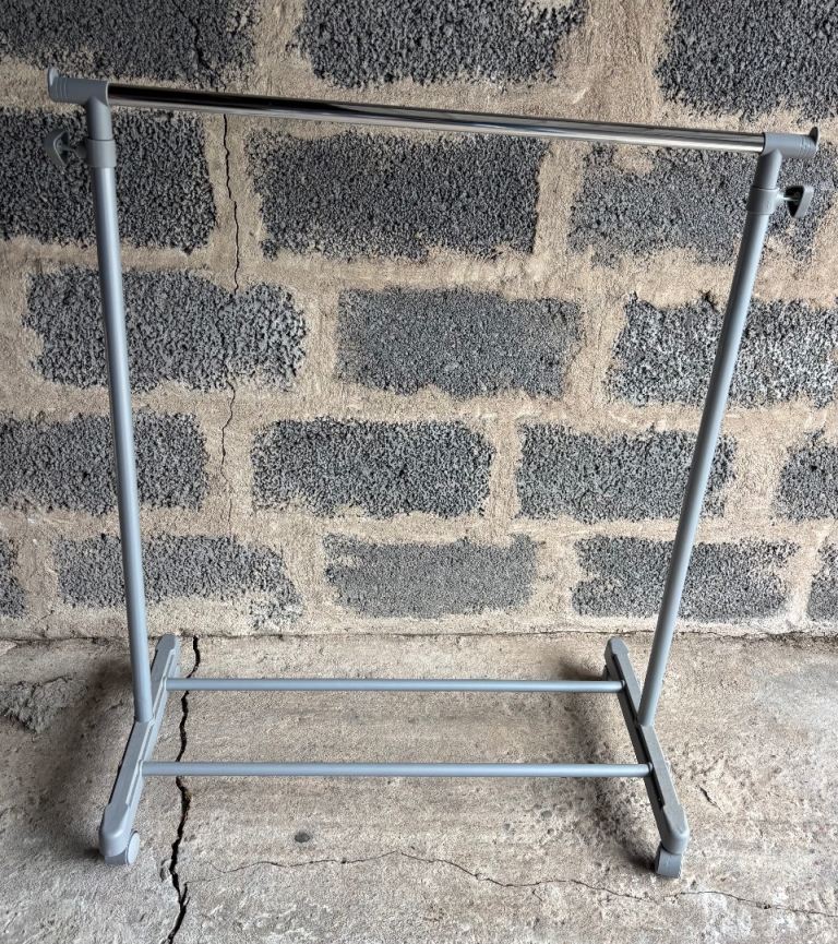 Adjustable Grey Clothes Rail on wheels 