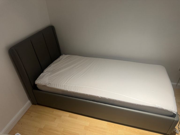 *  Heathdon Single Ottoman Bed Frame - Grey - Faux leather