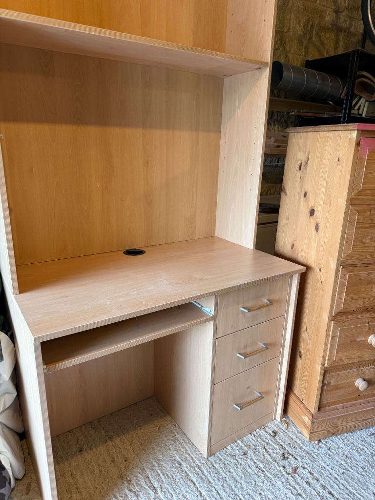 John Lewis computer desk with bookshelf and drawers