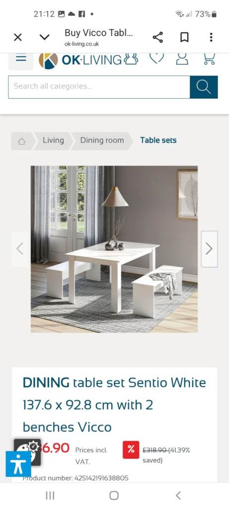 Dining table and chairs 