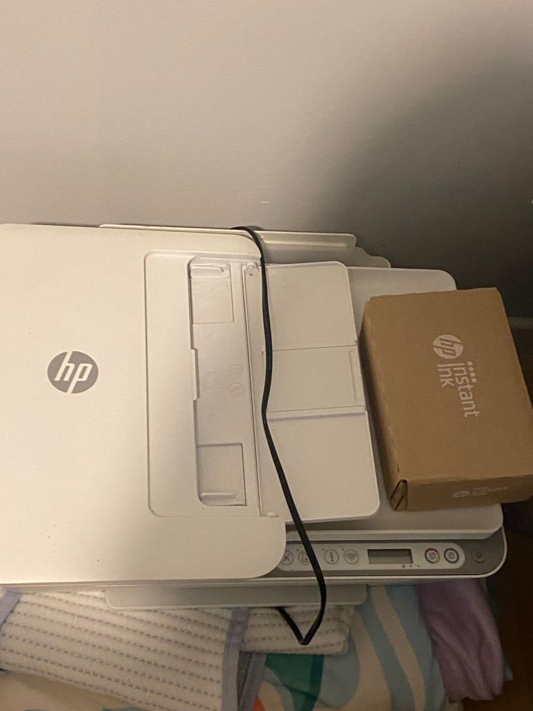 HP Printer – White, Good Condition with Ink Box
