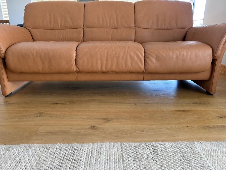 Leather three seater sofa