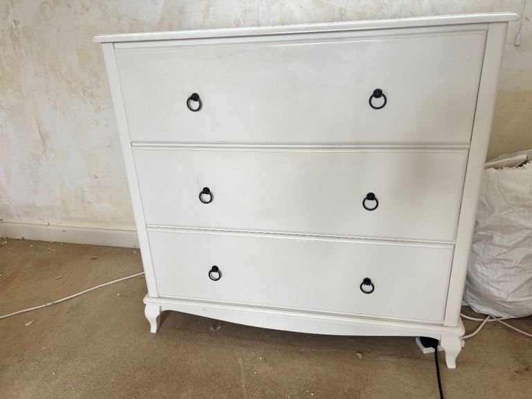 Laura Ashley white wood chest of drawers 