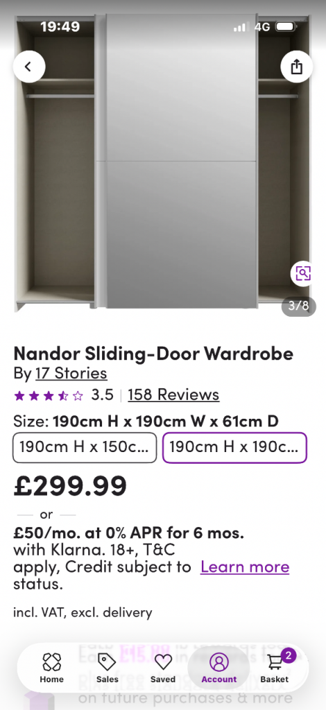 Nandor Sliding-Door Wardrobe by 17 Stories – New
