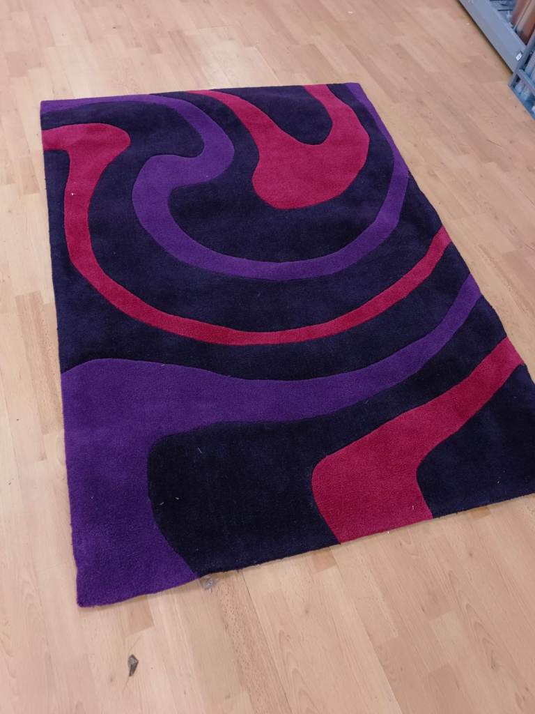 £50 Deep Pile Acrylic Rug - Radical Purple Swirl - 120cm x 170cm