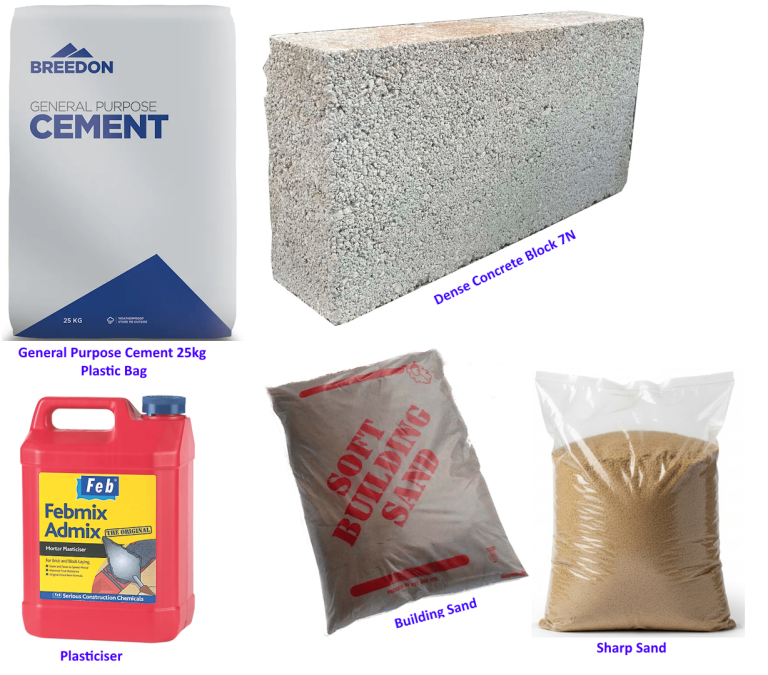 🧱 Building Materials - Cement, Plasticiser, Sand, Concrete Block