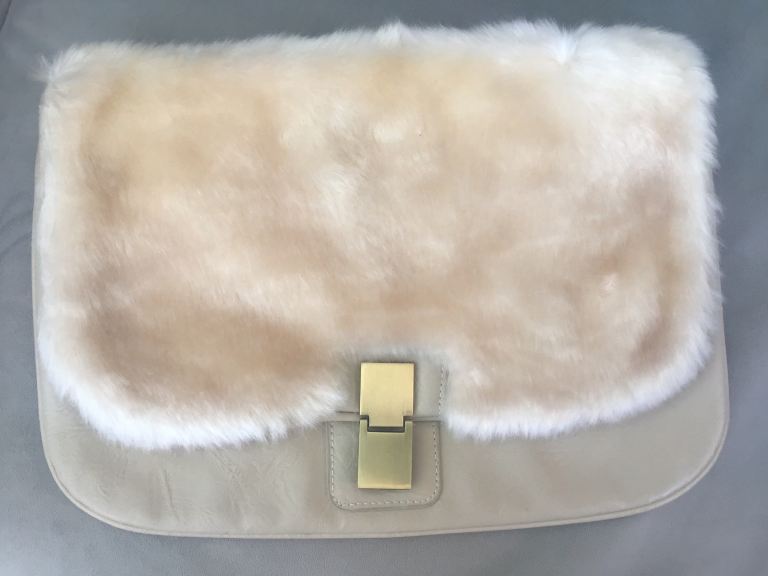 ‘Dorothy Perkins’ Cream Faux Fur Handbag 