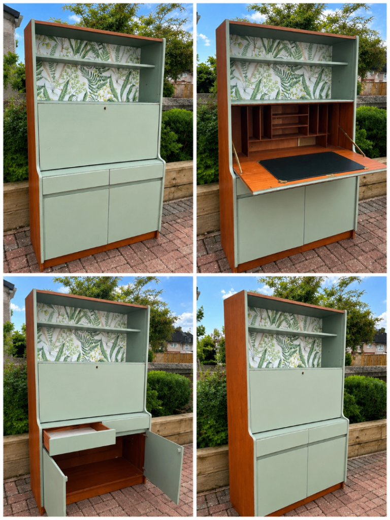 Mid-Century Bureau Desk with Shelving 