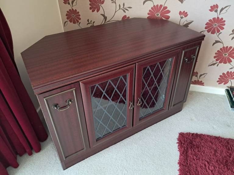 TV Multi Media Cabinet Corner Mahogany