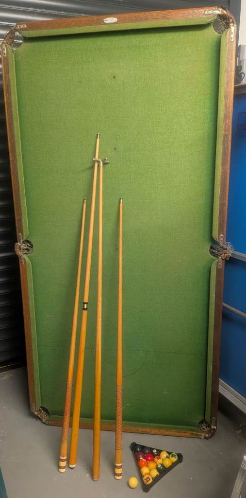 Vintage pool table + cues & balls