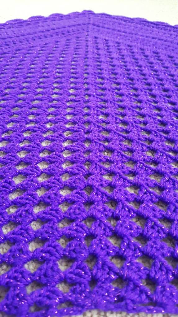 Granny Square Purple Shawl. Handmade Crochet Shoulder Wrap. Oversized Knitted Chunky Scarf