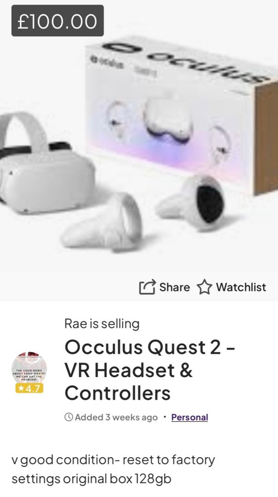 Occulus Quest 2 128GB - original box