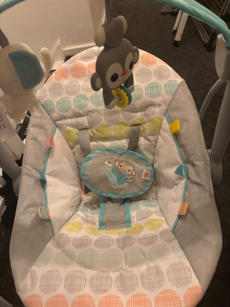 Musical baby bouncer used a little