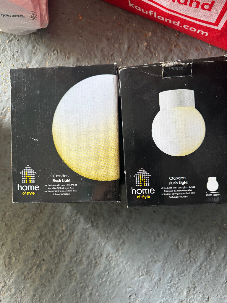 image for 2 x light fittings with opal glass