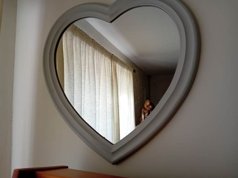 Grey heart mirror