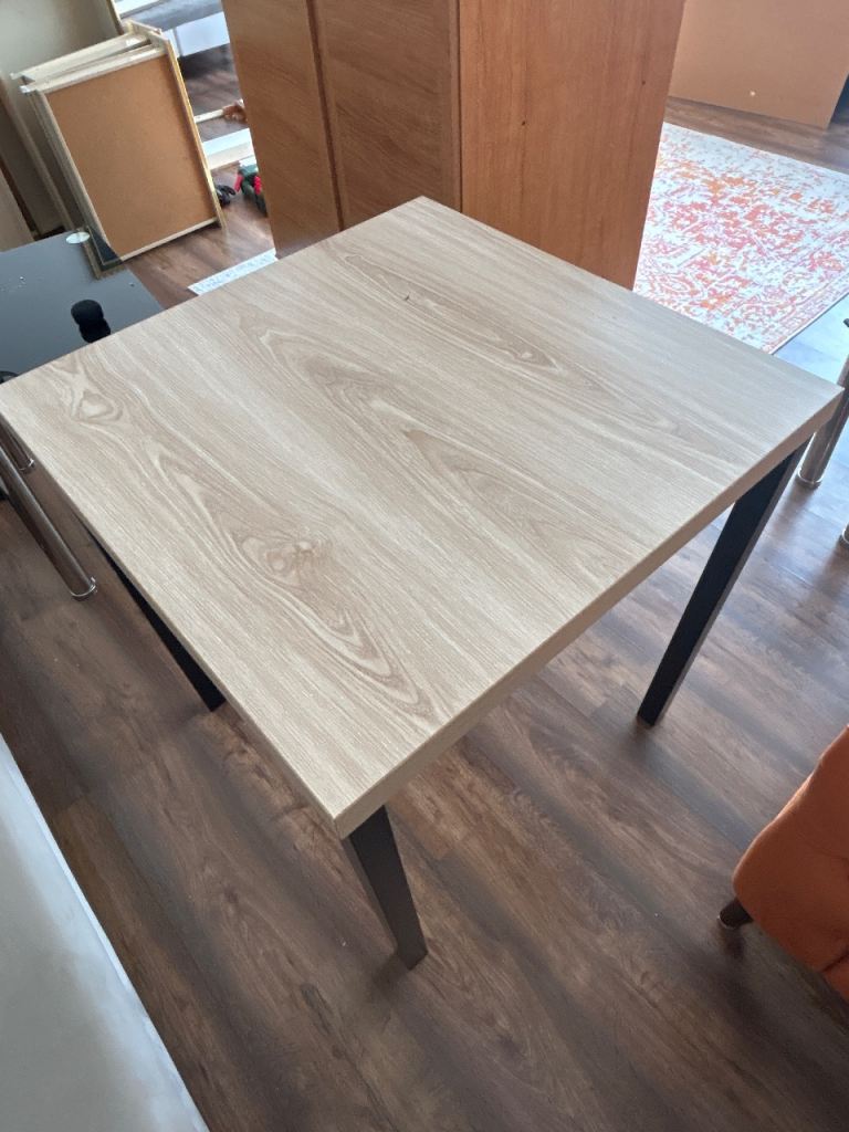 Small Square Dining Table – Light Wood Effect, Good Condition