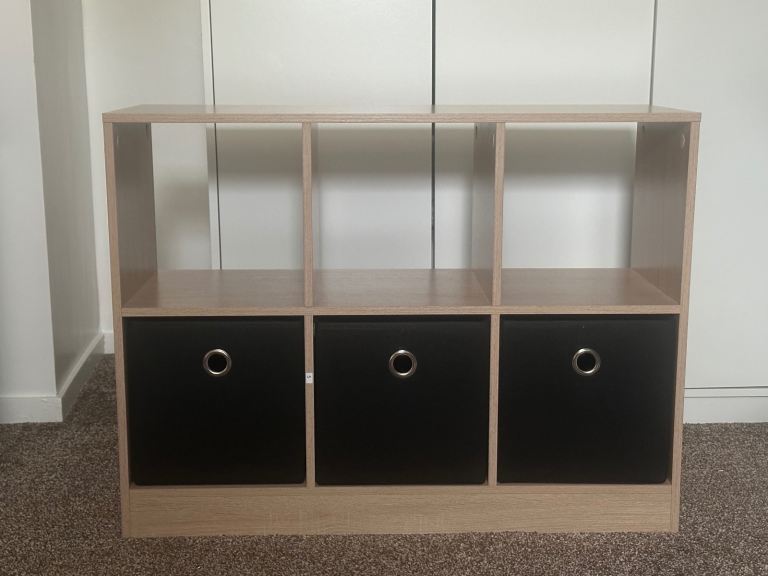 Handy Cube Storage Unit with Black Fabric Bins