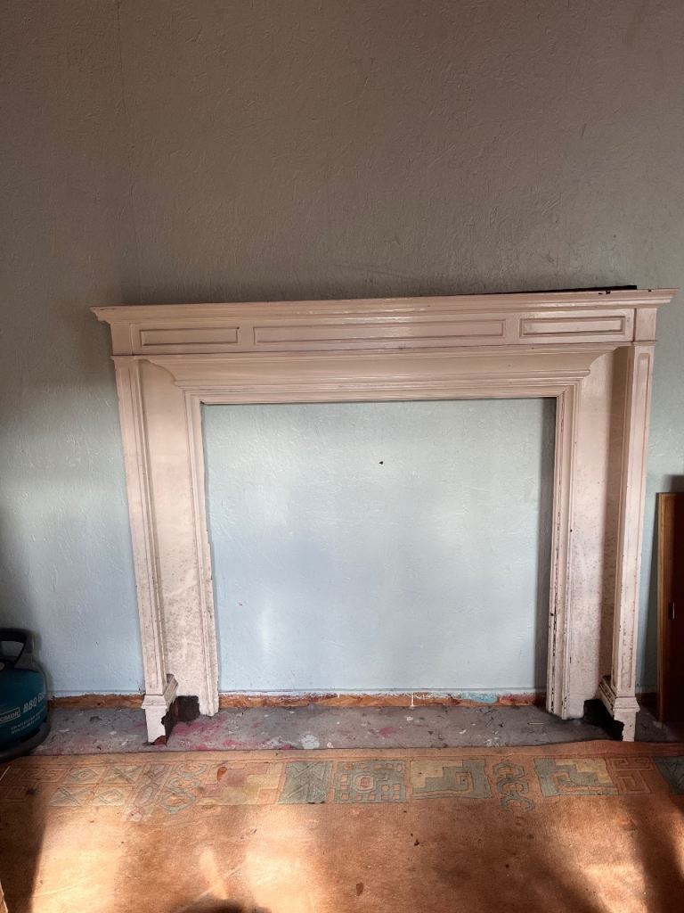 Wooden Fireplace Surround - For collection. White, Fair Condition