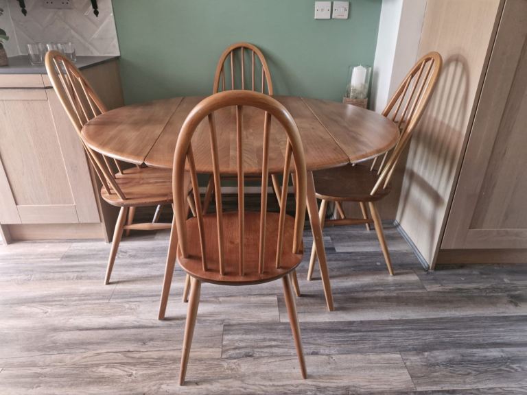 Ercol Drop Leaf Table and 4 chairs set 