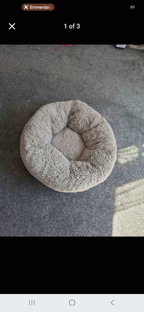 Grey doughnut small dog bed 