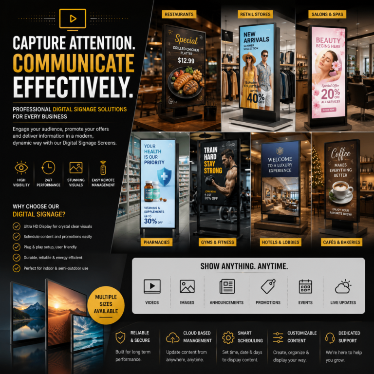 Commercial Display Screens for Retail or Restaurant